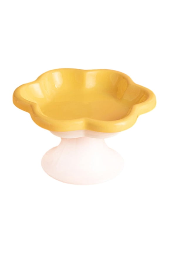 Ceramic Raised Cat Bowls Food Feeding Cat Feeding Bowls for Small Medium Dog Yellow