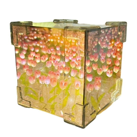 Gazechimp DIY Night Light Material Package NightStand Lamp Desk Decoration for Study 21 Pink Flowers