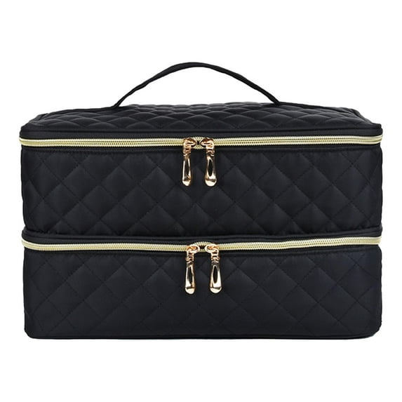 Gazechimp Double Layer Nail Polish Storage Bag Nail Art Tools Carrying Case for Travel Black