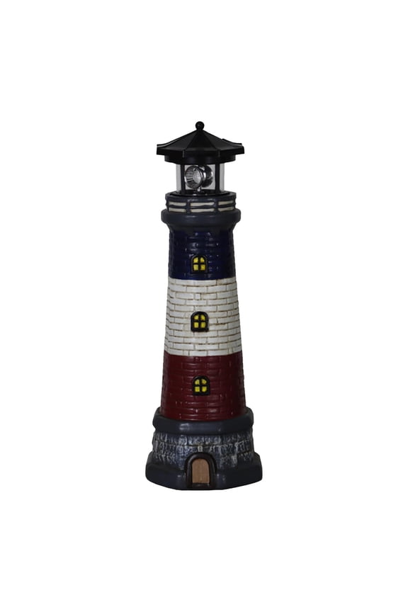 Garden Solar Lighthouse Statue Lamp Outdoor Decoration for Stairs Pool Decor Black Top