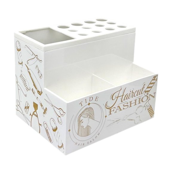 Gazechimp Hair Stylist Shears Stand Barber Scissors Holder Box for Hairstyling Brushes white