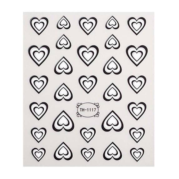 Gazechimp Heart Love Nail Art Stickers Heart Love Nail Designs for Female Acrylic Nail Black