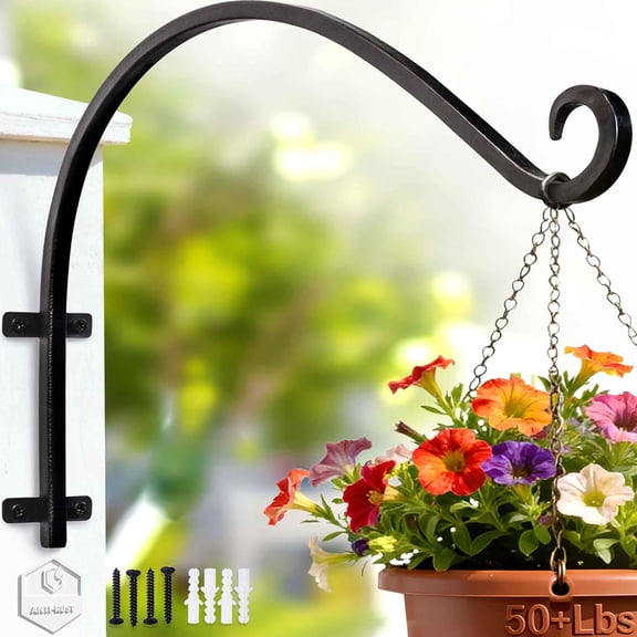 Plant Hanger Bracket Outdoor: 16-Inch Metal Bird Feeder Wall Hook - Heavy Duty Hooks for Hanging Flower Baskets