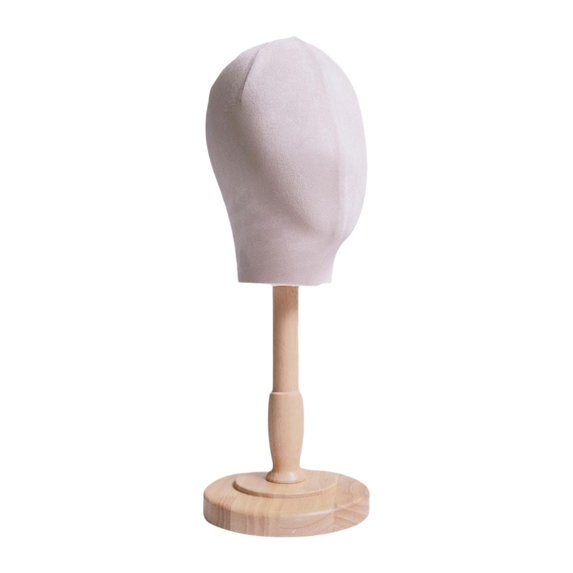 Gazechimp Mannequin Head Versatile Wooden Stand Display Head for Headdress Cap beige middle