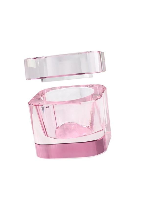 Nail Art Dappen Dish with Lid Acrylic Nail Art Accessory Glass Cup for Salon Pink