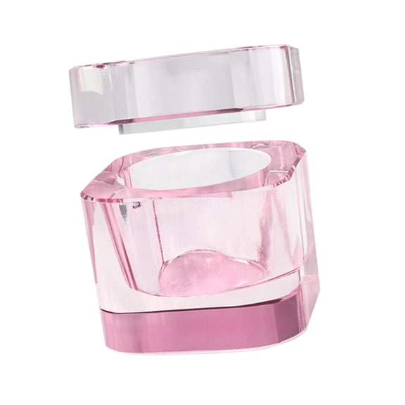 Gazechimp Nail Art Dappen Dish with Lid Acrylic Nail Art Accessory Glass Cup for Salon Pink