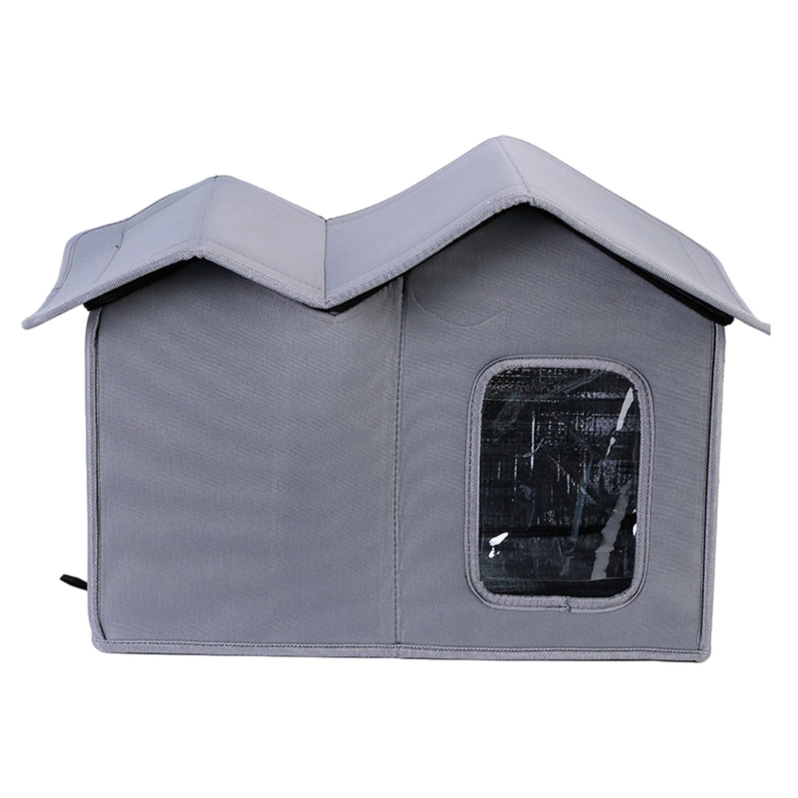 Gazechimp Outdoor Cat House,Weatherproof Pet Dogs Shelter, Feral Cats House Warm Oxford Cloth  Insulated Dog House Sleeping for Kitten,Puppy Kennel Garden Backyard Courtyard, Gray