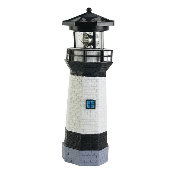 Gazechimp Solar Lighthouse Garden Statue 28cm Solar LED Lamp for Balcony Lawn Backyard Black