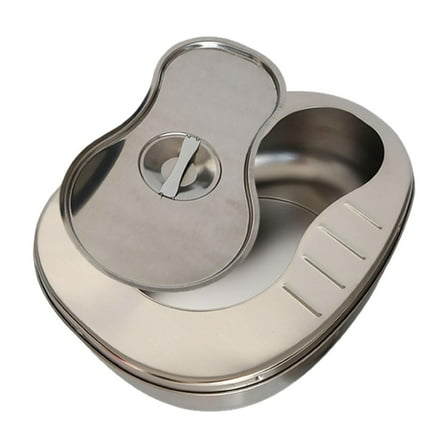 Gazechimp Stainless Steel Bed Pan Easily to Clean Portable Bedpan for Men Women Elderly with lid