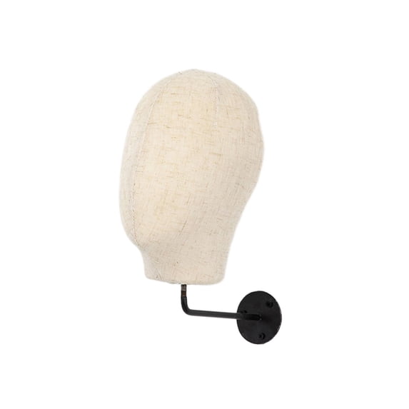 Gazechimp Wall Mount Mannequin Head Cap Hat Display Rack for Ornament Decoration Store Beige Linen
