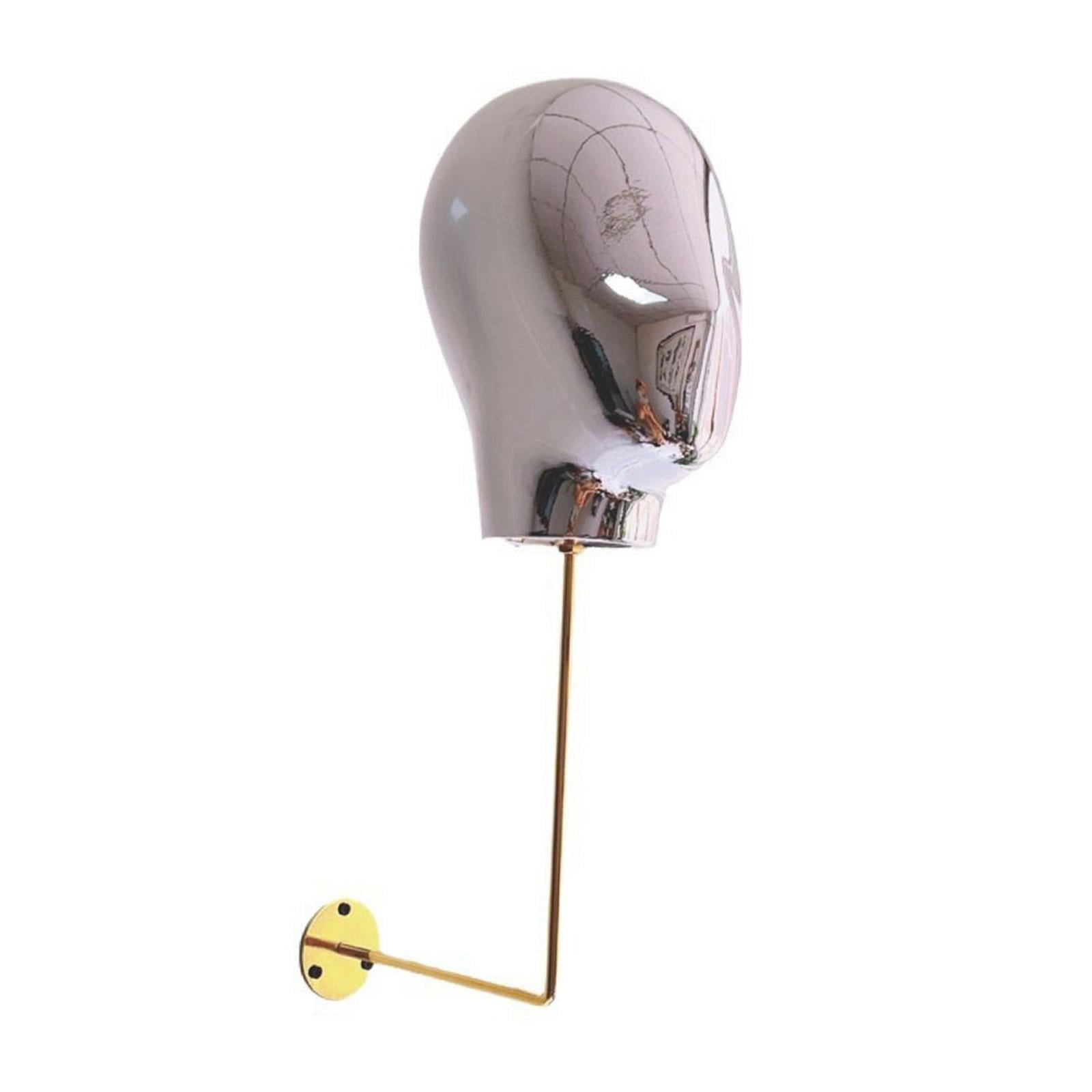 Gazechimp Wall Mount Mannequin Head Hanging Display Stand for Hairpieces Cap Salon argent