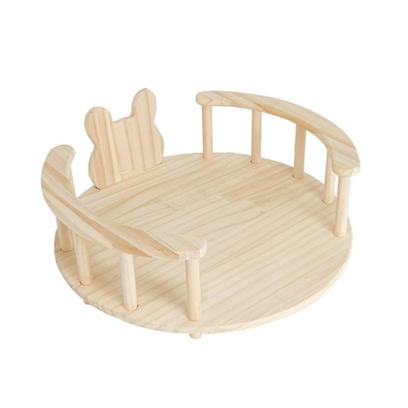 Gazechimp Wooden Rabbit Bed Small Animals Sleeping Habitat for Guinea Pigs Chinchillas round
