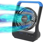 Gazeled Battery Operated Fan,Camping Fan, Super Long Lasting, Portable D-Cell Battery Powered Desk Fan with Timer,3 Speeds, Quiet, 180° Rotation,Cooling Fan for Bedroom,Home,Office,Outdoor, 5'',Blue