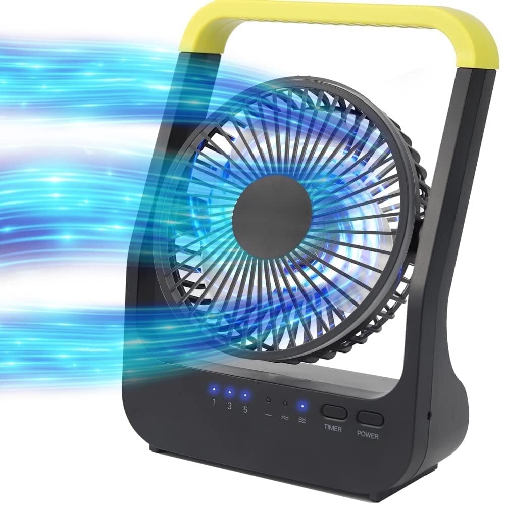 Gazeled Battery Operated Portable Fan, Super Long Lasting, D-Cell Battery or USB Powered Quiet Desk Fan for Bedroom, Camping, Outdoor,5",New