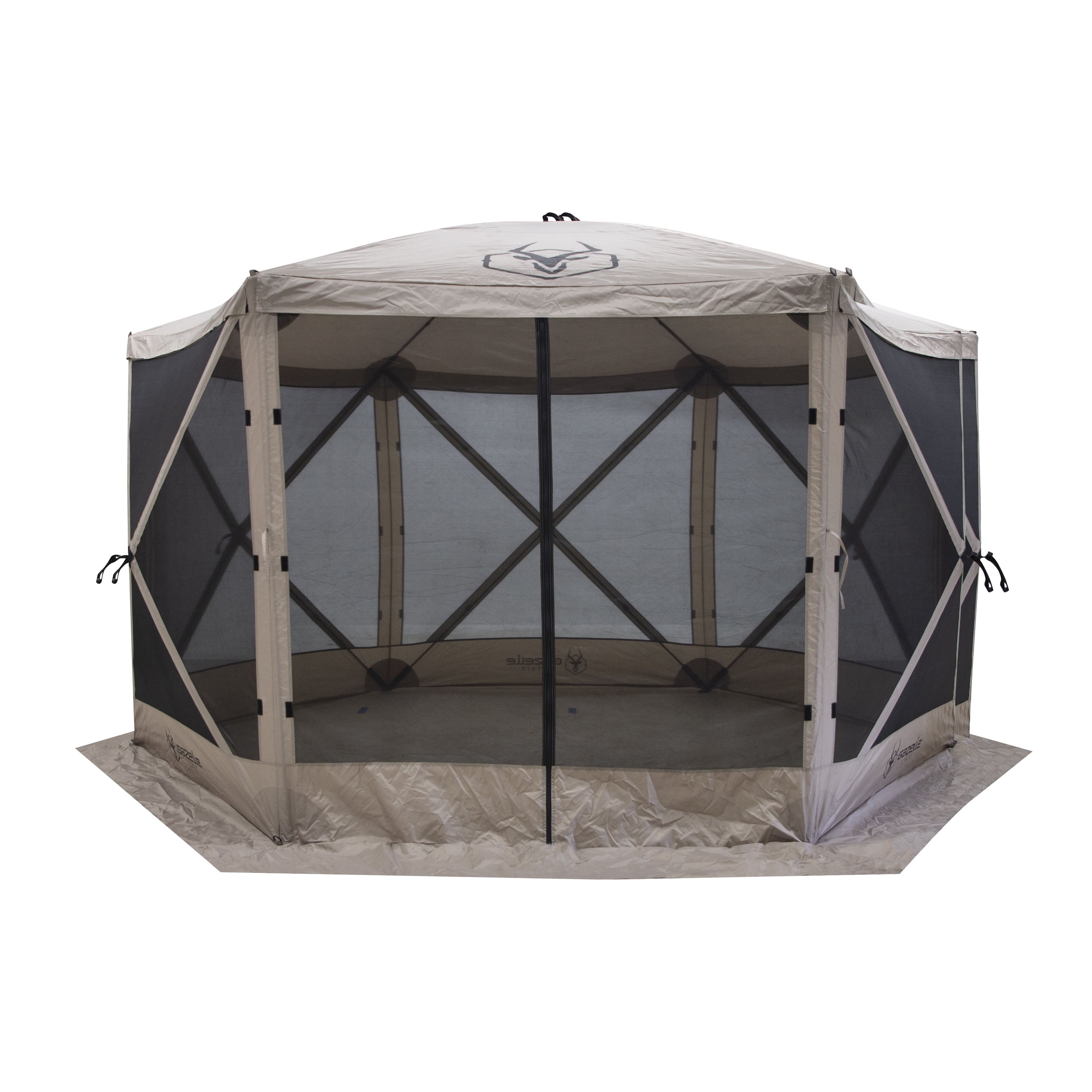 Desert Sand 8-Person 12x12 Pop-Up Gazebo Tent with Mesh Screens