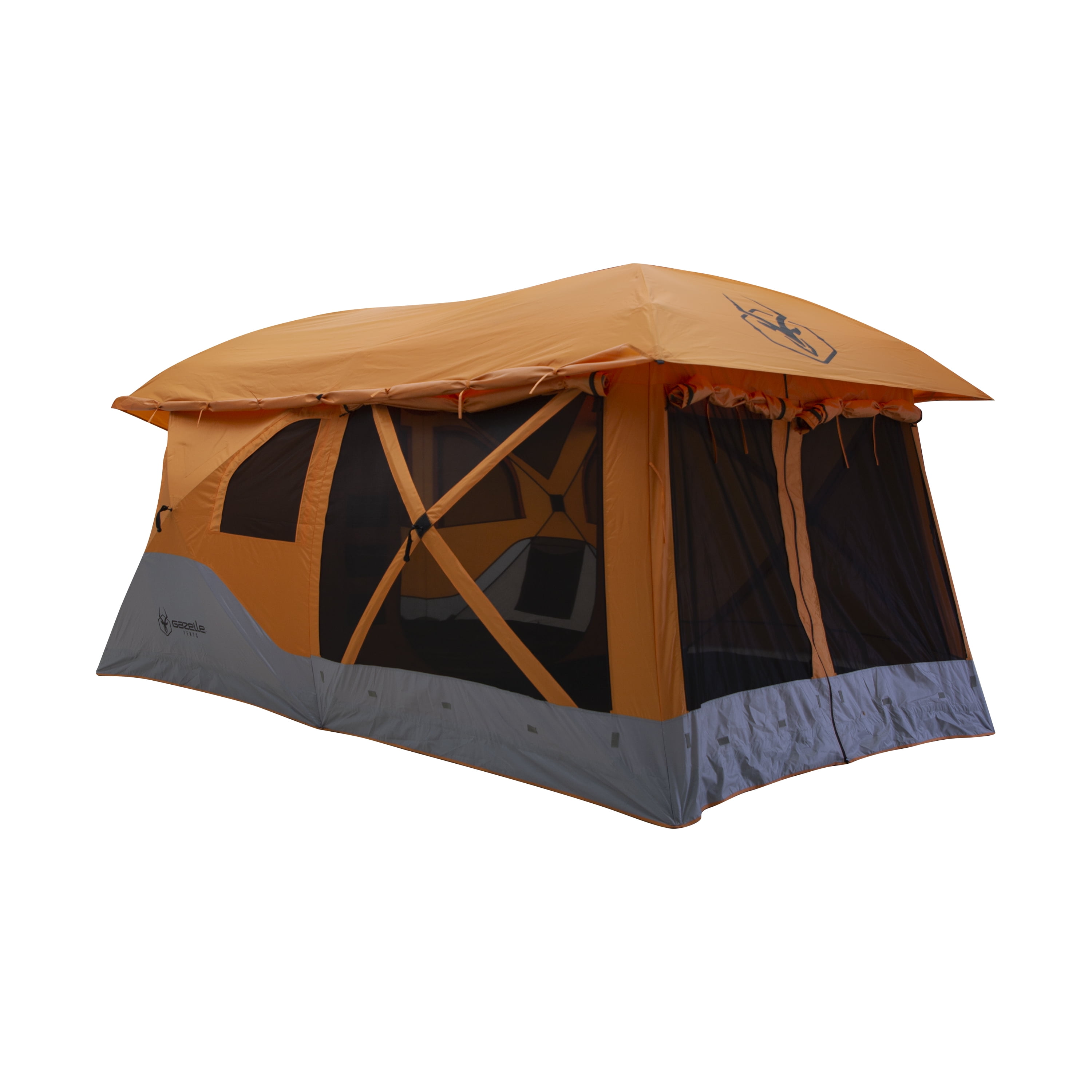 Gazelle T4 Plus 8 Person Pop Up Camping Hub Tent with Screen Room, Orange