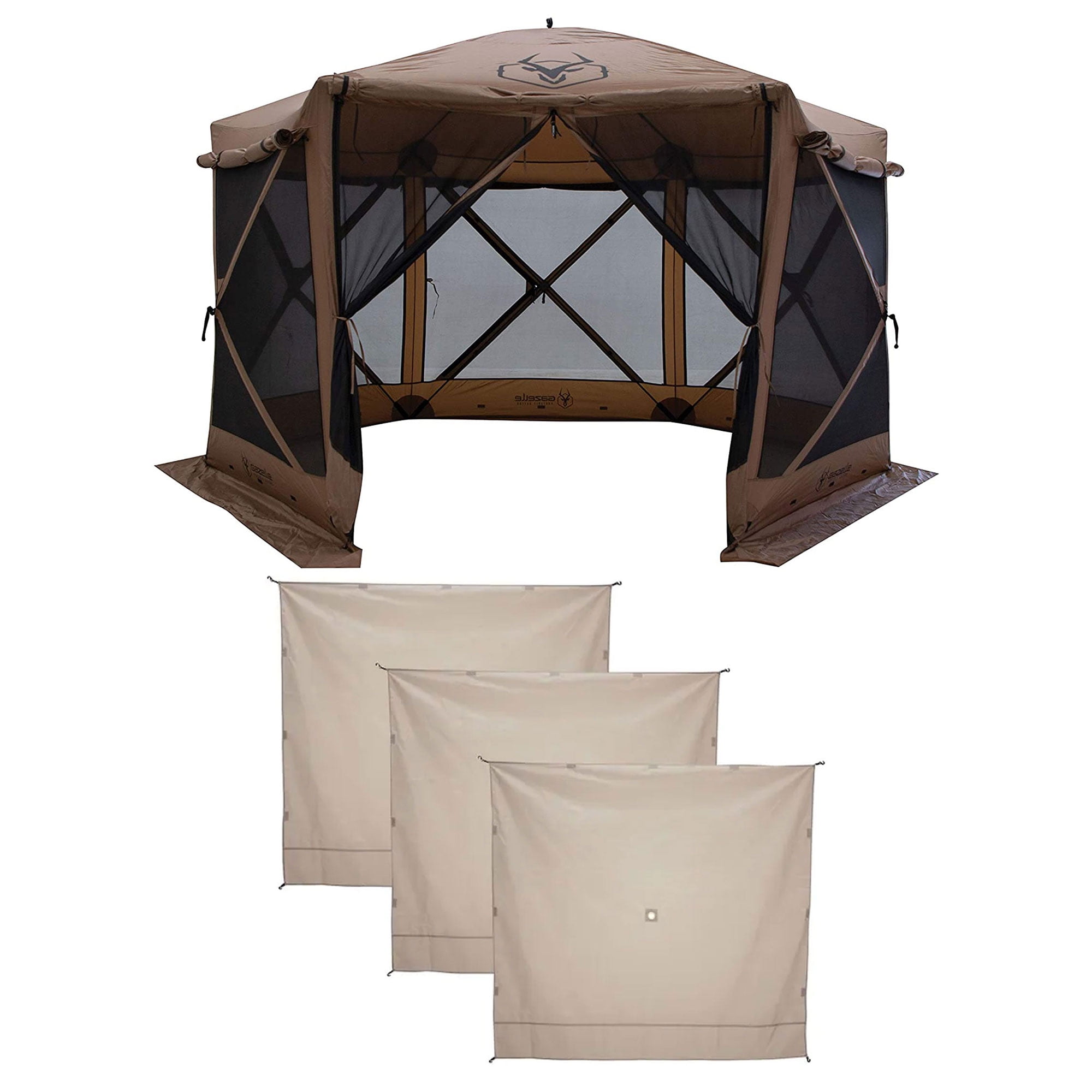 Gazelle Tents G6 Deluxe Gazebo, Brown & Wind Panels, Desert Sand (3