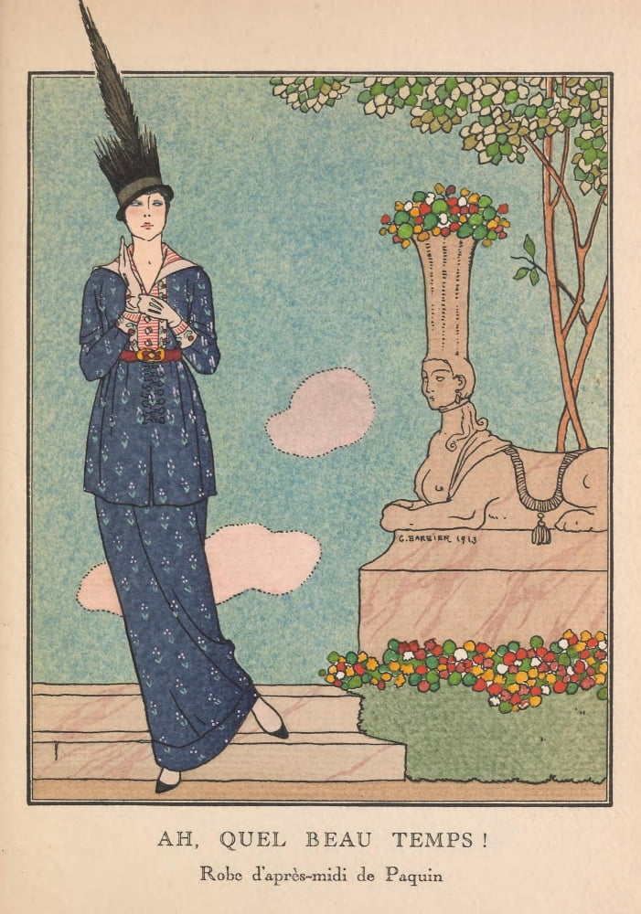 Gazette du Bon Ton 1913 Ah Quel Beau Temps Canvas Art - George Barbier (18 x 24)