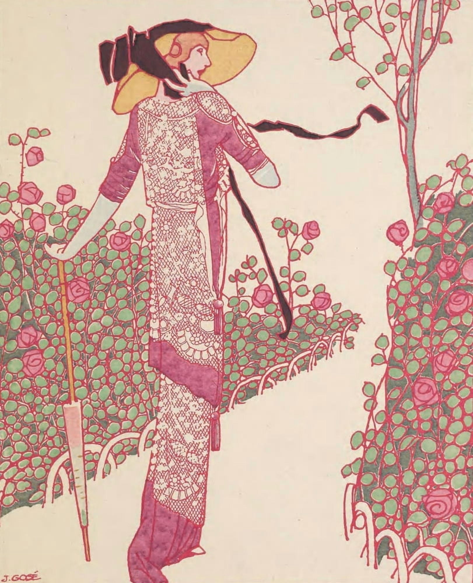 Gazette du Bon Ton 1913 Une Rose Parmi Les Roses Canvas Art - Francisco Javier Gos (18 x 24)