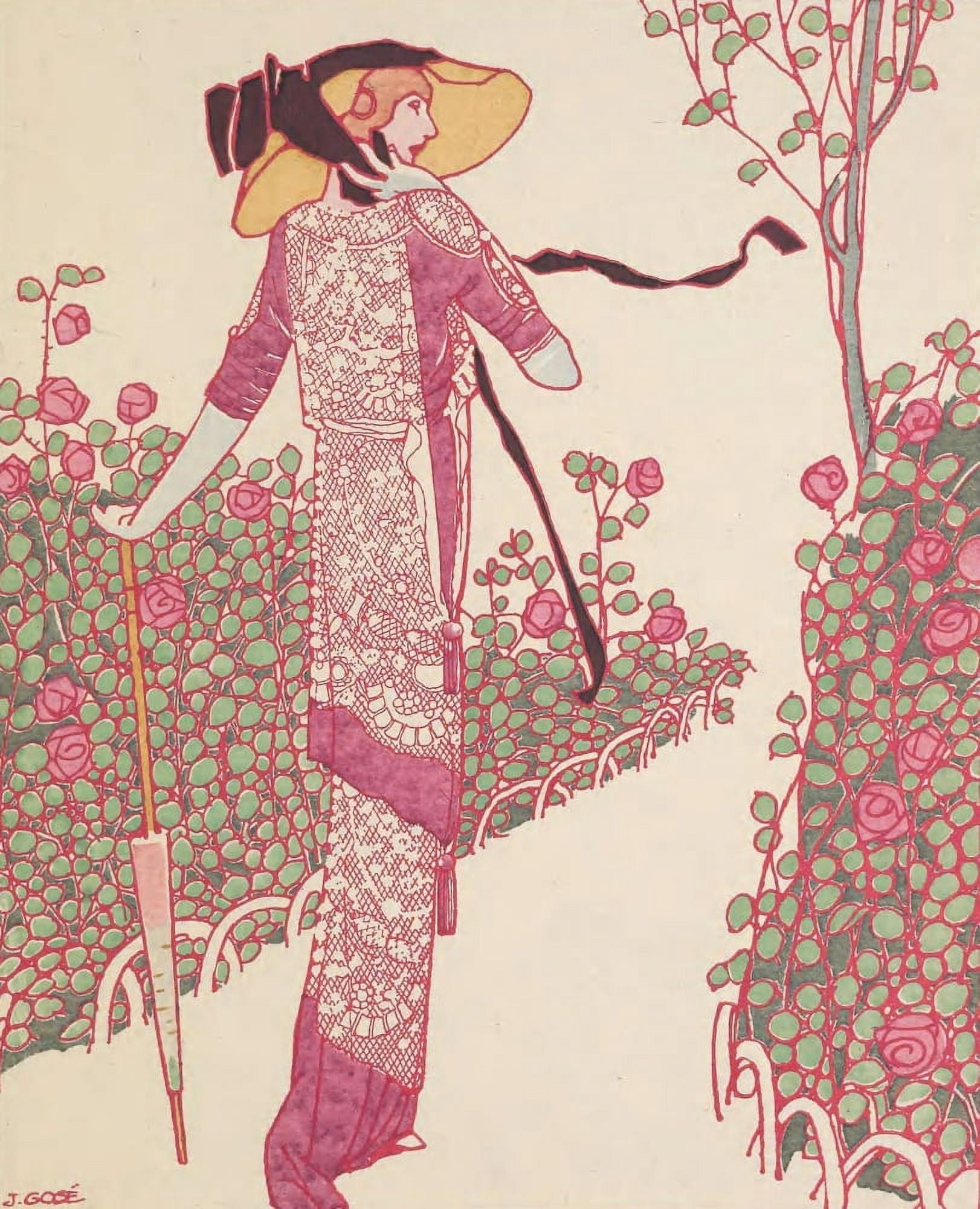 Gazette du Bon Ton 1913 Une Rose Parmi Les Roses Canvas Art - Francisco Javier Gos (24 x 36)