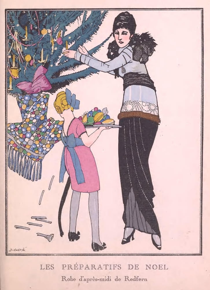 Gazette du Bon Ton 1914 Les Preparatifs de Noel Canvas Art - Francisco Javier Gos (24 x 36)