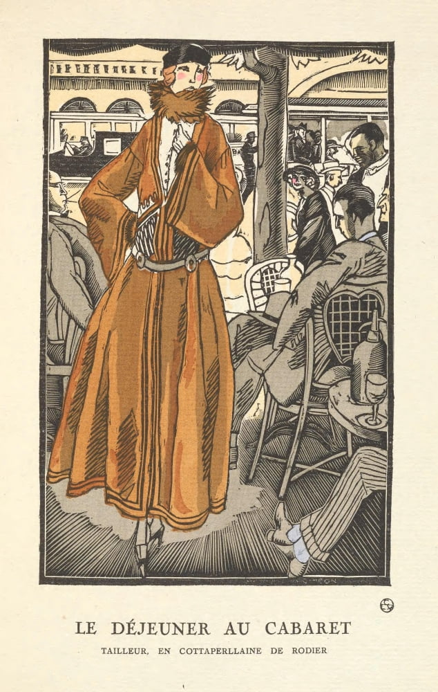 Gazette du Bon Ton 1921 Le Dejeuner au Cabaret Canvas Art - Fernand Simon (24 x 36)