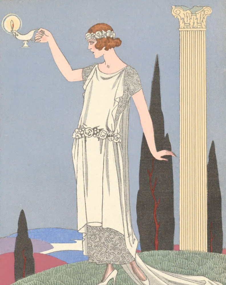 Gazette du Bon Ton 1921 Psyche Canvas Art - George Barbier (18 x 24)
