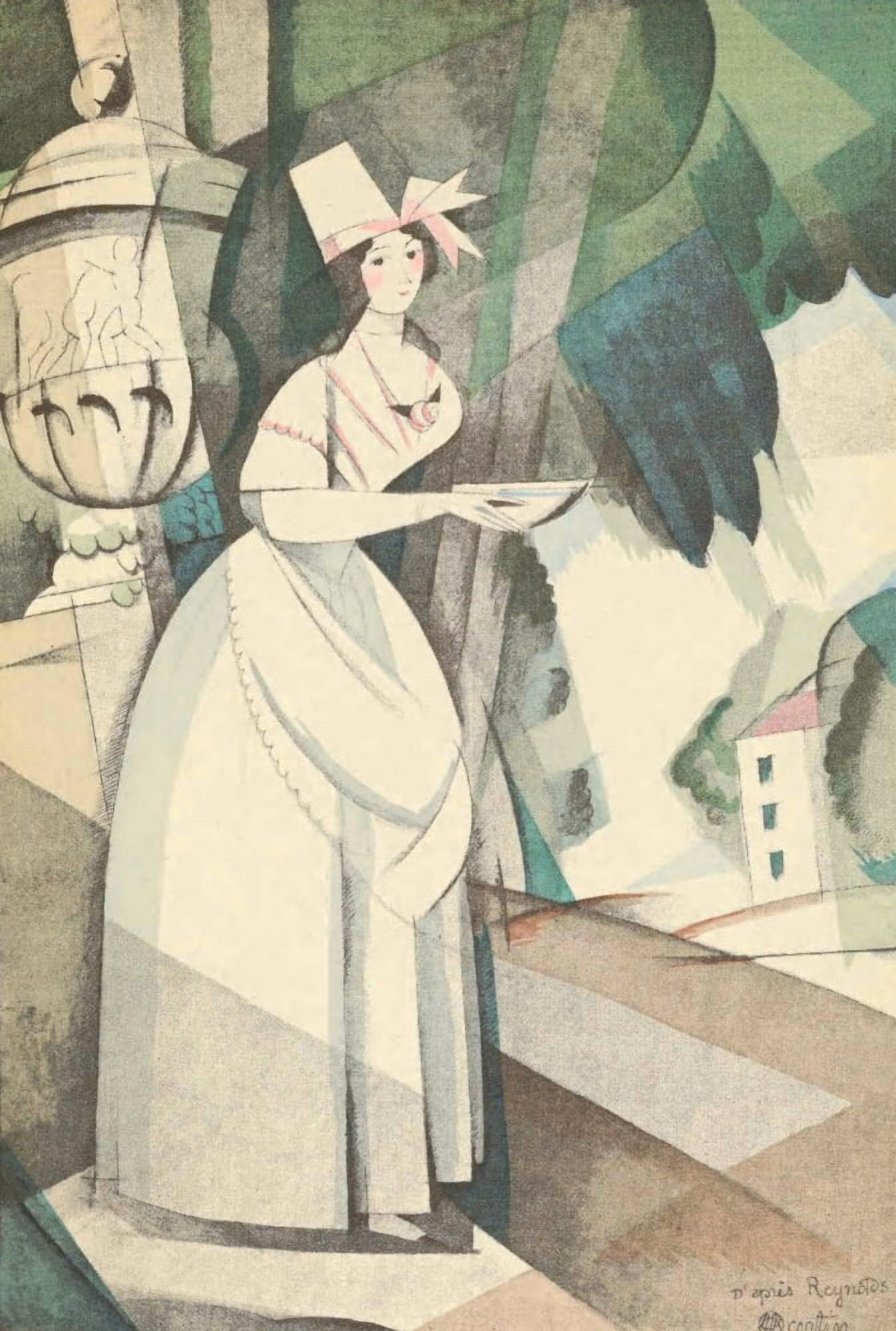 Gazette du Bon Ton 1921 The Country Girl Canvas Art - Charles Martin (24 x 36)