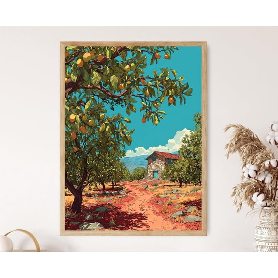 Tech Store Posters Gaziantep Pistachio Orchard Turkish Nut Farm Art Flat Vector Orchard ...