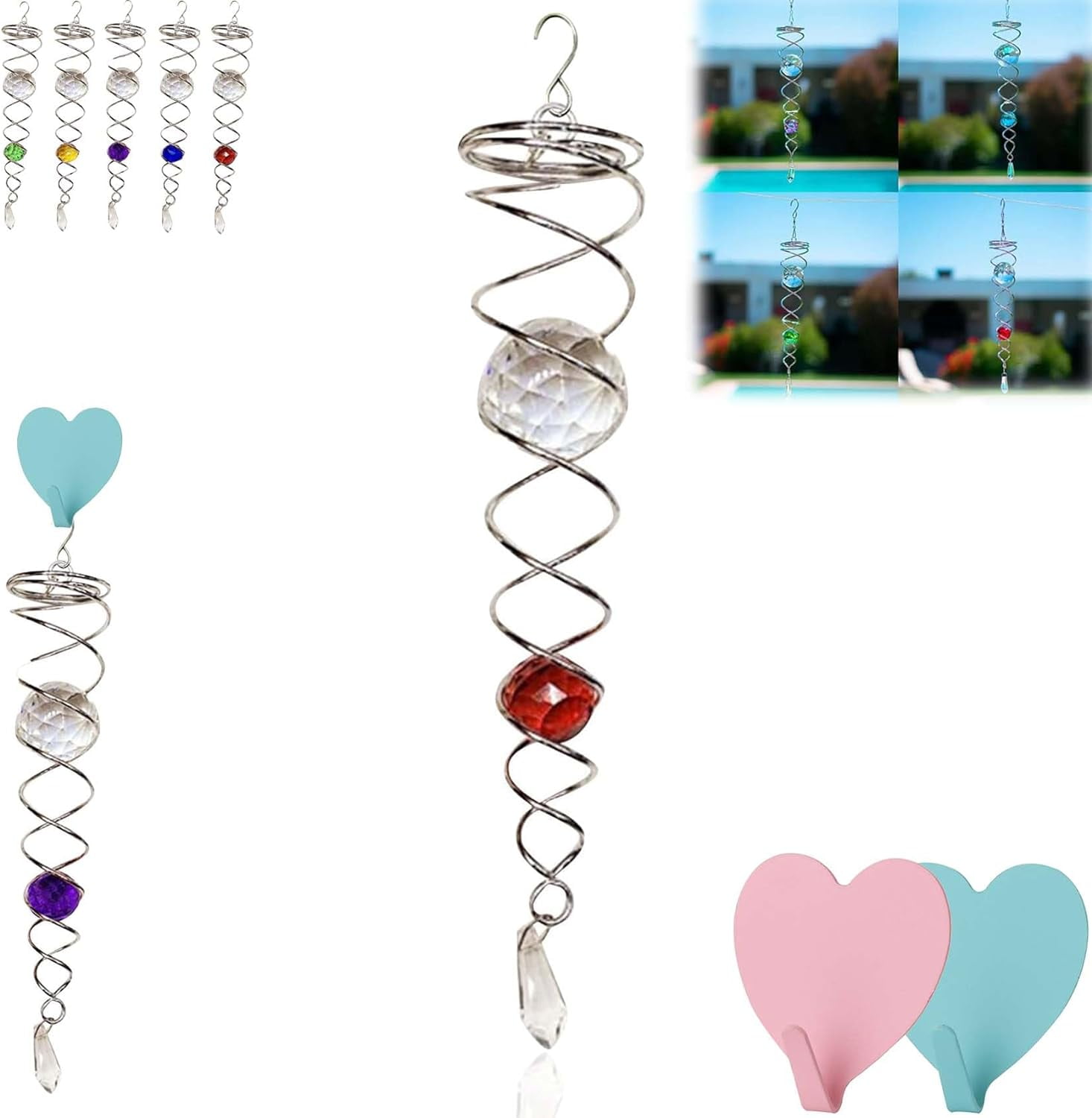 Gazing Ball Spiral Tail Wind Spinner, Decorative Spiral, Gazing Balls