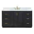 thumbnail image 1 of Gazsi 60S" Wood Vanity in Black Oak with Composite Stone Top without Mirror, 1 of 13