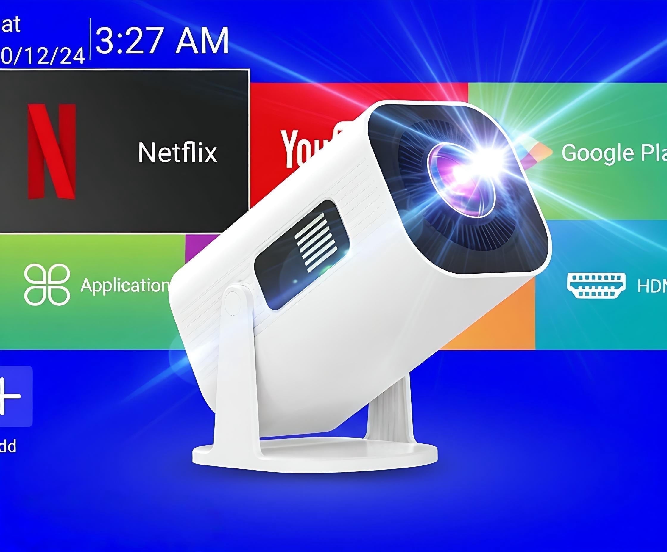 Gazsocy Portable  Smart Video Projector with Wifi  and  Bluetooth Support 4K/1080P Video, for  Home Bedroom Livingroom  Movie Night