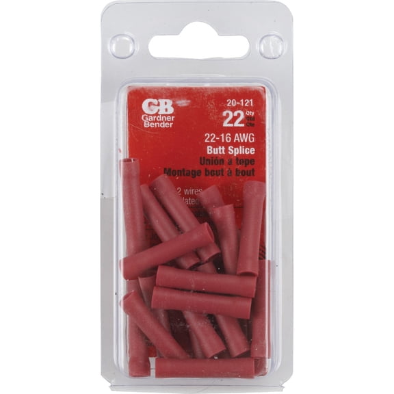 Gb-Gardner Bender 20-121 Butt Splice Connectors Red, 22-18 AWG