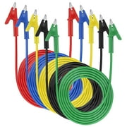 Gbaoneng 5 Pcs Dual-Ended Alligator Clip Test Leads, 15A 1500V Copper Clamps with Silicone Wire, 3.3-Foot Jumper Cables for Automotive Testing