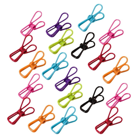 Gbayxj 20-Pack Assorted Chip Bag Clips - PVC Coated - Colorful Sealer for Food Paper Holder - Laundry Hanging Kitchen Bags Clip - Multipurpose Clothes Pins