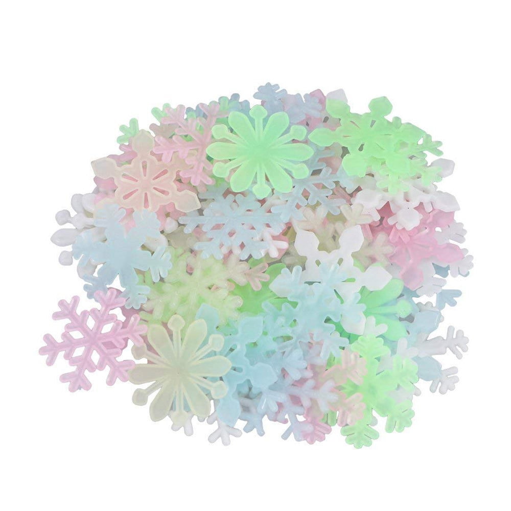 Gbayxj 50PC Kids Bedroom Fluorescent Glow In The Dark Snowflake Wall