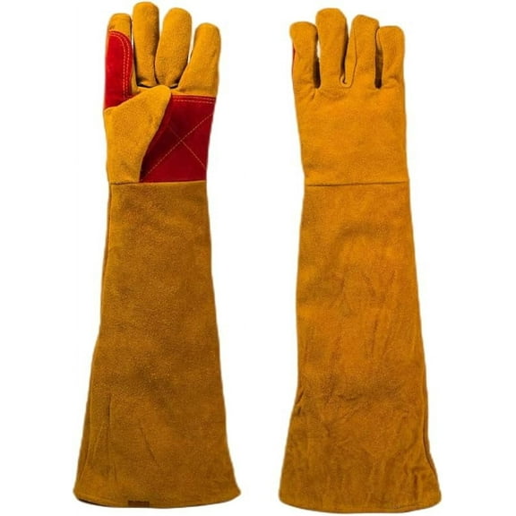 Gbayxj Gloves 23.6inch Long Sleeves Leather Welding Gloves Heat And Wear Hand Protectors Fire Boot Tools Gifts For Men Dad