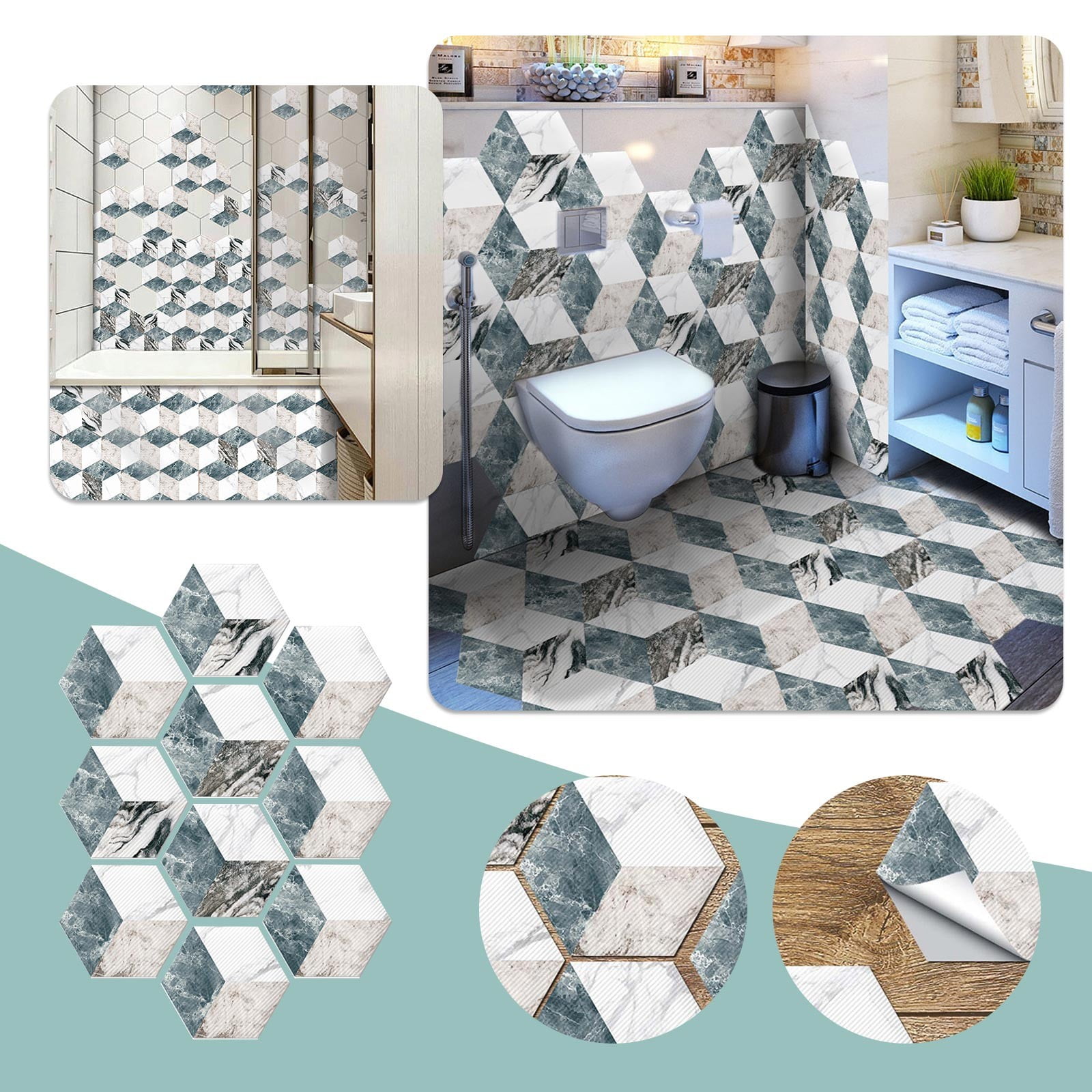 Gbayxj Simulation Tile Sticker Self Adhesive Crystal Film Wall Sticker