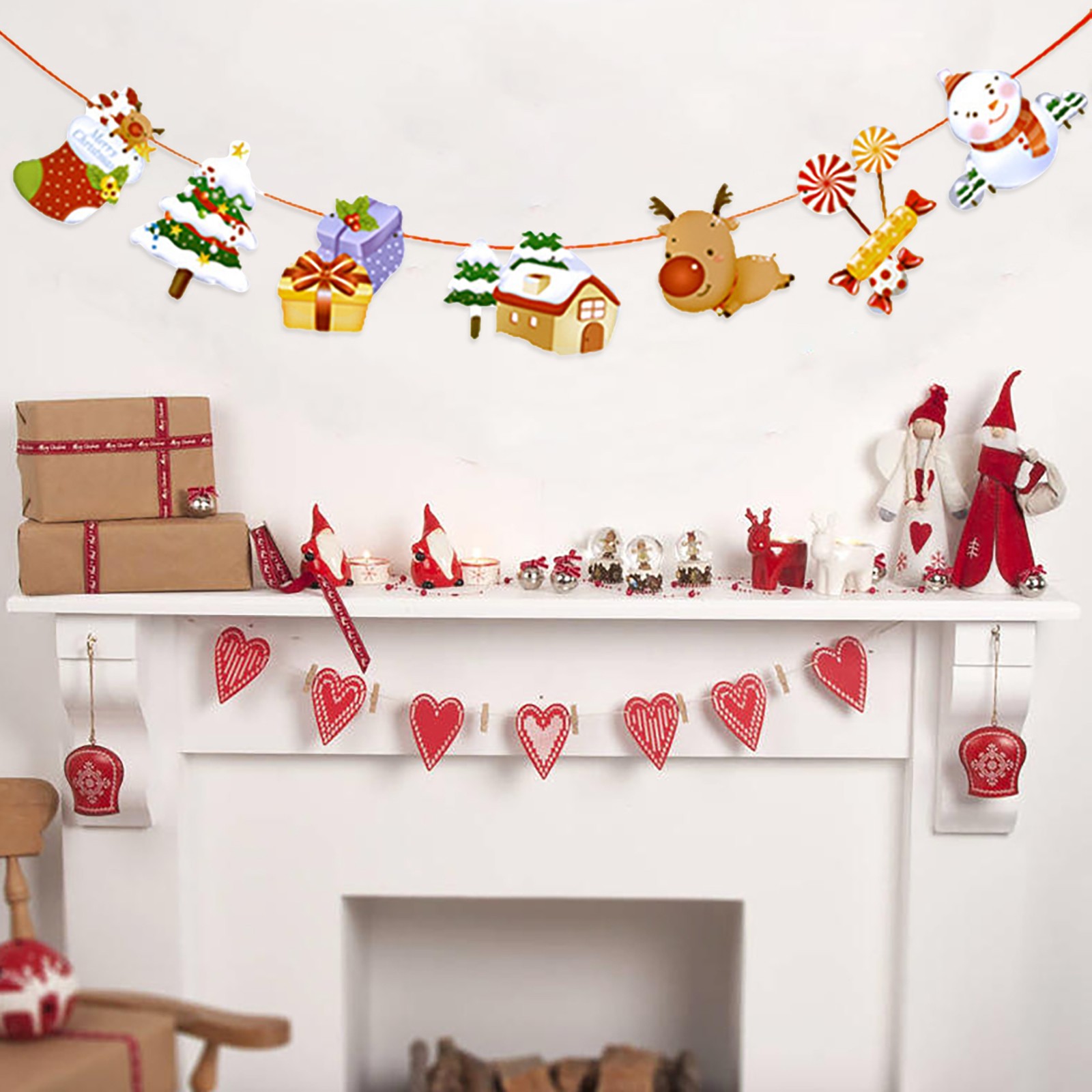 Gbifzutdjp Clearance! Christmas Decorations Christmas Wall Decor Banner Hanging Bunting Garland Banner Decoration Supplies Nightmare Before Christmas Decor
