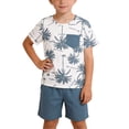 thumbnail image 1 of Gbsyewxs Boys Outfit Set Crew Neck Short Sleeve Tree Print Tops And Shorts 2 Piece Casual Summer Boys Clothes Blue Size 7-8 Years, 1 of 9