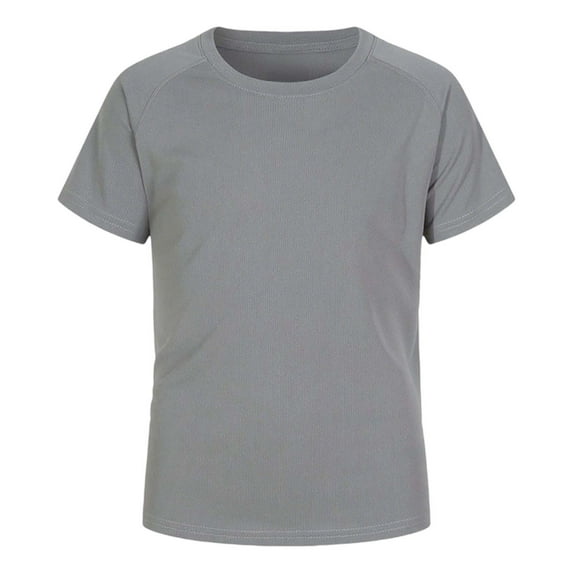 Gbsyewxs Boys Shirts Crew Neck Short Sleeve Solid Color Casual Summer T Shirts For Kids Grey Size 7-8 Years