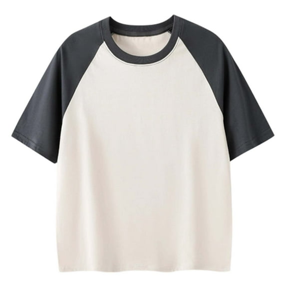 Gbsyewxs Boys Shirts Short Sleeve Crew Neck Patchwork Loose Summer T Shirts For Kids Beige Size 6-7 Years