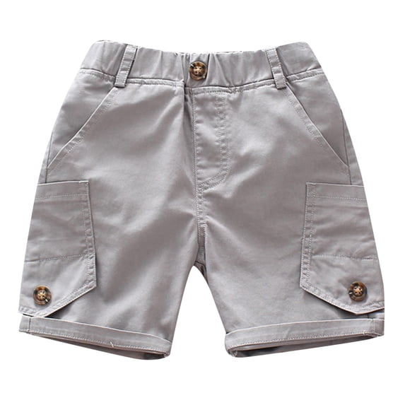 Gbsyewxs Boys Shorts Solid Color With Pockets Button Casual Summer Toddler Boys Shorts Grey Size 4-5 Years