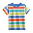 thumbnail image 1 of Gbsyewxs Boys Tshirts Crew Neck Short Sleeve Striped Patchwork Breathable Summer Shirts For Kids Size 3-4 Years, 1 of 5