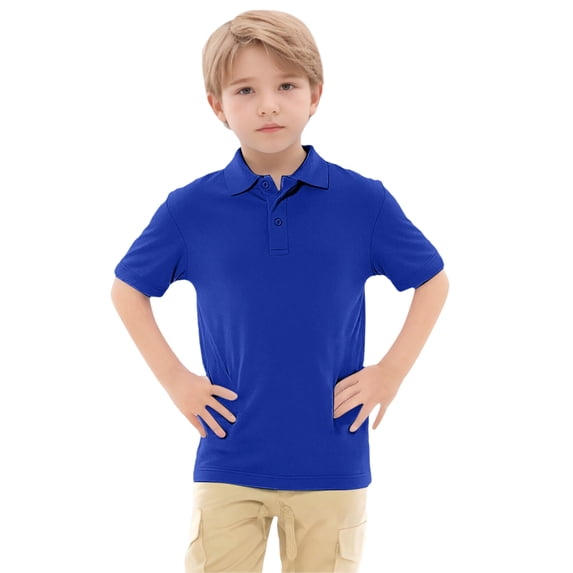 Gbsyewxs Boys Tshirts Lapel Short Sleeve Solid Color Casual Summer Shirts For Kids Blue Size 8-9 Years