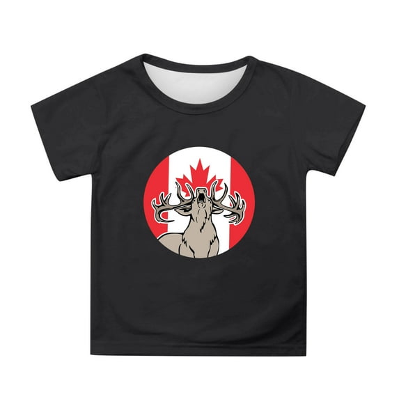 Gbsyewxs Childrens Shirts Crew Neck Short Sleeve Canada Flag Print Fashion Summer Toddler Girls Outfits Black Size 8-9 Years