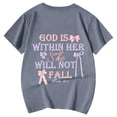 thumbnail image 1 of Gbsyewxs Childrens Shirts Short Sleeve Crew Neck Letter Bow Print Comfortable Summer Toddler Girls Outfits Light Gray Size 5-6 Years, 1 of 5