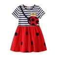 thumbnail image 1 of Gbsyewxs Dress For Girls Crew Neck Short Sleeve Plaid Polka Dot Print Casual Summer Kids Dresses Red Size 5-6 Years, 1 of 9