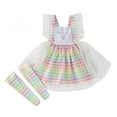 thumbnail image 1 of Gbsyewxs Easter Girls Dress Square Neck Flutter Sleeve Plaid Print Patchwork Elegant Midi Tutu Party Dresses For Toddler Girls Pink Size 4-5 Years, 1 of 8