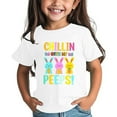 thumbnail image 1 of Gbsyewxs Easter Shirts For Girls Crew Neck Short Sleeve Bunny Letter Print Spring Casual Toddler Tops White Size 4-5 Years, 1 of 8